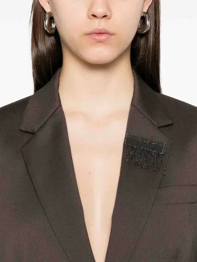 Brunello Cucinelli Single-breasted Brown Blazer In Brown