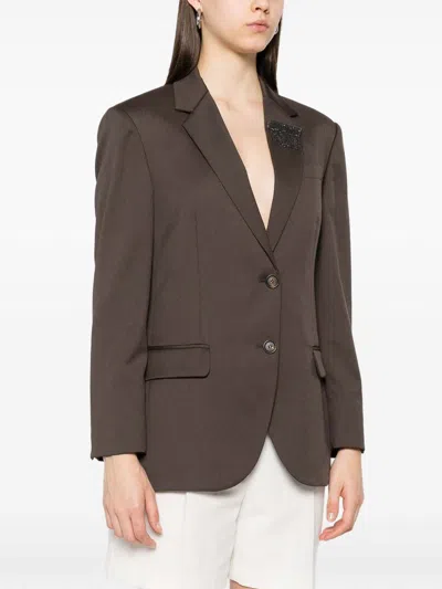 Brunello Cucinelli Single-breasted Brown Blazer In Brown