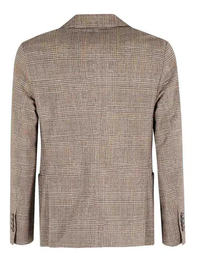 Circolo 1901 Check Patterned Blazer In Bark With Tailored Fit In Brown