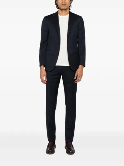 Corneliani Navy Blue Single-breasted Suit In Pure Virgin Wool  In Blue