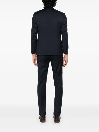 Corneliani Navy Blue Single-breasted Suit In Pure Virgin Wool  In Blue