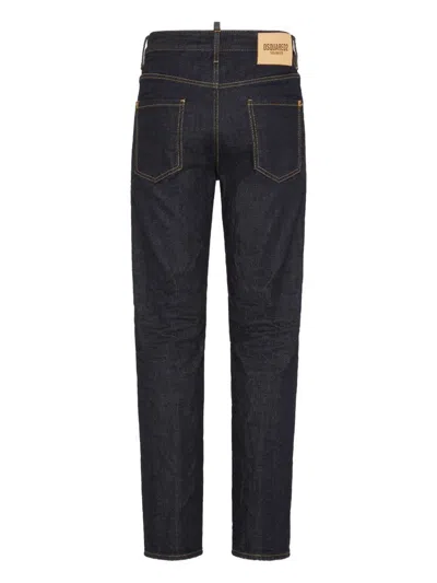 Dsquared2 Straight-leg Denim Pants With Dark Indigo Wash In Black