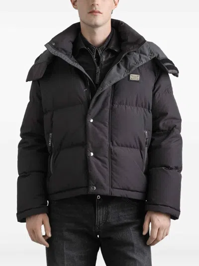 Dolce & Gabbana Grey Polyamide Polyurethane Giubbotto Jacket In Gray