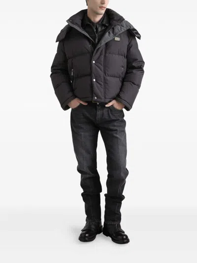 Dolce & Gabbana Grey Polyamide Polyurethane Giubbotto Jacket In Gray