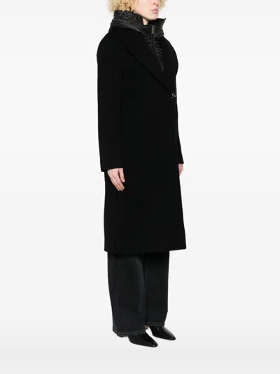 Fay Double Front Coat In Wool And Cashmere In Black