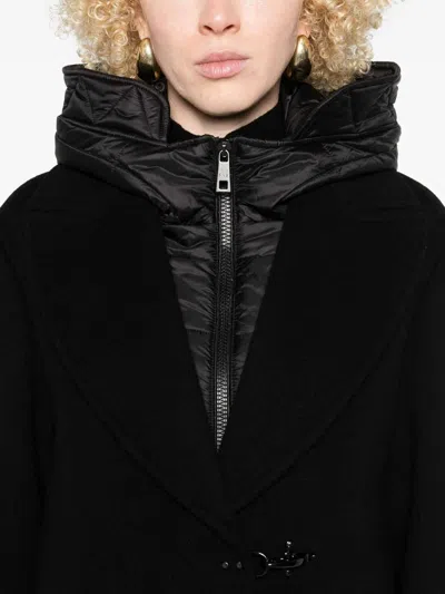 Fay Double Front Coat In Wool And Cashmere In Black