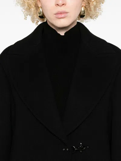 Fay Double Front Coat In Wool And Cashmere In Black