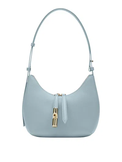 Furla Leather Shoulder Bag With Adjustable Strap And Gold-tone Hardware In Blue