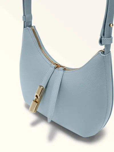 Furla Leather Shoulder Bag With Adjustable Strap And Gold-tone Hardware In Blue
