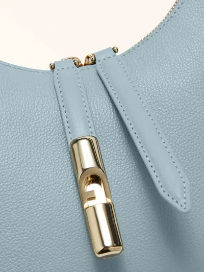 Furla Leather Shoulder Bag With Adjustable Strap And Gold-tone Hardware In Blue