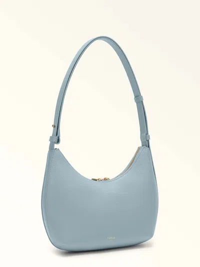 Furla Leather Shoulder Bag With Adjustable Strap And Gold-tone Hardware In Blue