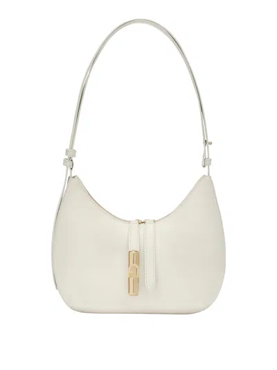 Furla Shoulder Bag Drop S In Leather Cream Color In White