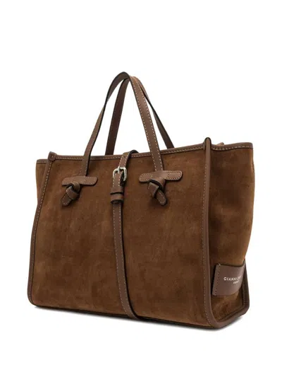 Gianni Chiarini Miss Marcella 32 Brown Leather Tote Bag  In Brown