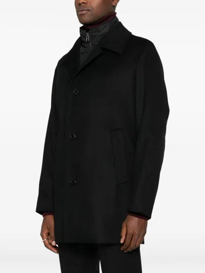 Hugo Boss Mid-length Wool-cashmere Blend Coat In Black