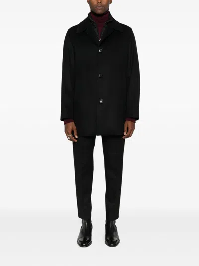 Hugo Boss Mid-length Wool-cashmere Blend Coat In Black