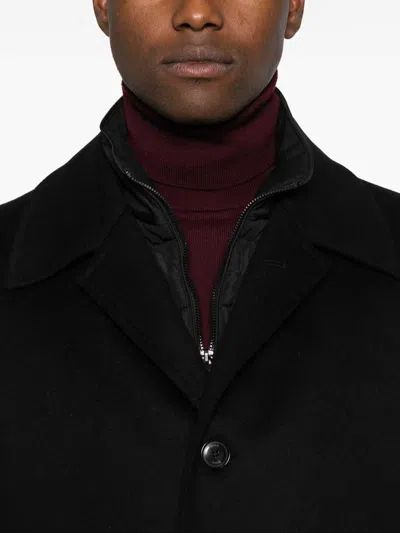 Hugo Boss Mid-length Wool-cashmere Blend Coat In Black