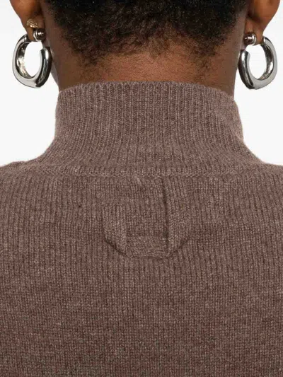 Jacquemus Cashmere Wool Blend Mock Neck Top In Brown