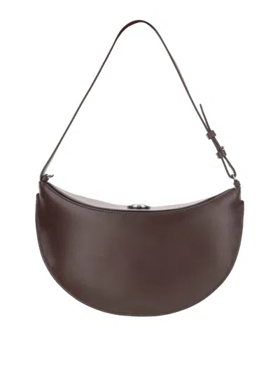 Jacquemus Le Calisso Rond Large Brown Shoulder Bag With Adjustable Strap And Embossed Logo In Leather Woman In Brown