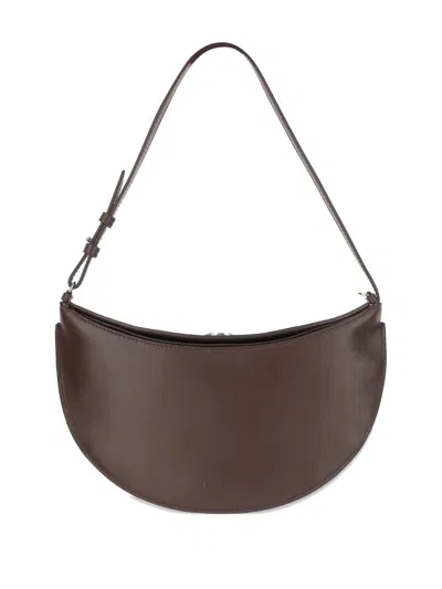 Jacquemus Le Calisso Rond Large Brown Shoulder Bag With Adjustable Strap And Embossed Logo In Leather Woman In Brown