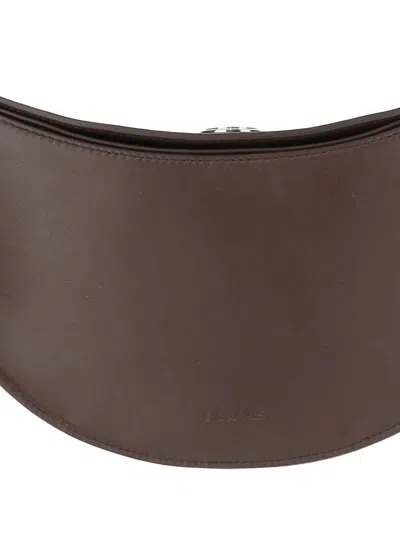 Jacquemus Le Calisso Rond Large Brown Shoulder Bag With Adjustable Strap And Embossed Logo In Leather Woman In Brown
