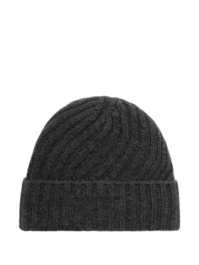 Jacquemus Ribbed Cashmere And Wool Beanie Hat In Gray
