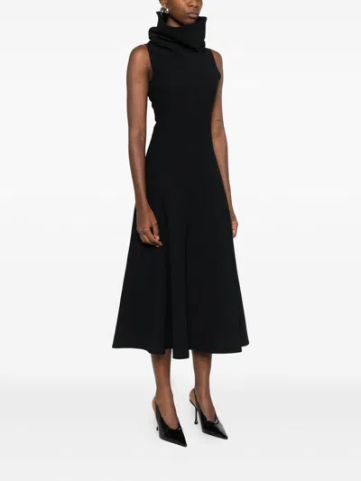 Jacquemus Black High-neck Dress In Animal Print