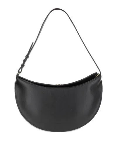 Jacquemus Small Oval Calfskin Leather Shoulder Bag In Black