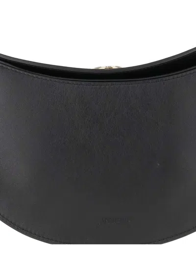 Jacquemus Small Oval Calfskin Leather Shoulder Bag In Black