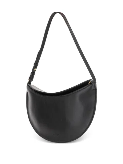 Jacquemus Small Oval Calfskin Leather Shoulder Bag In Black