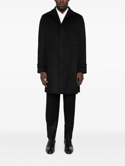 Lardini Cashmere Outerwear Coat With Classic Collar In Black