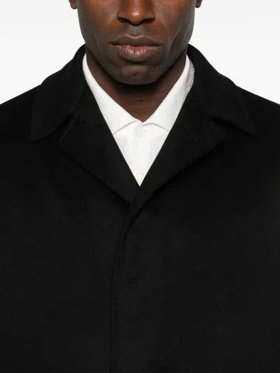 Lardini Cashmere Outerwear Coat With Classic Collar In Black