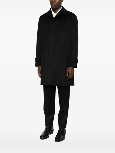 Lardini Cashmere Outerwear Coat With Classic Collar In Black