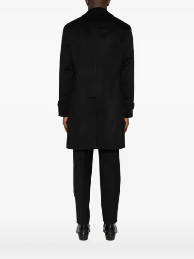 Lardini Cashmere Outerwear Coat With Classic Collar In Black