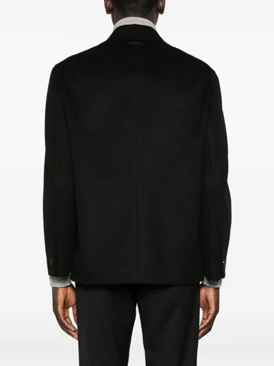 Lardini Patch-pocket Collared Coat In Black