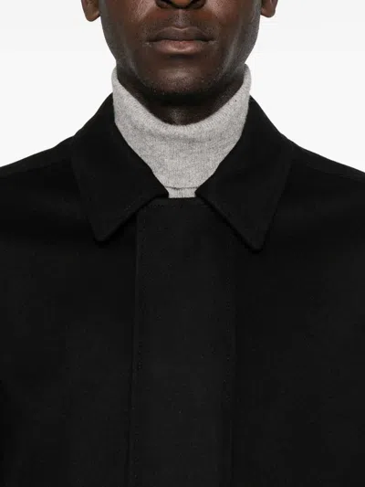 Lardini Patch-pocket Collared Coat In Black