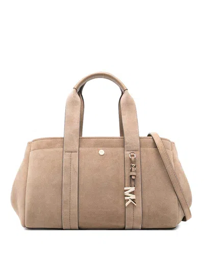 Michael Kors Structured Beige Vitello Leather Handbag In Sand