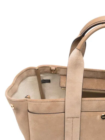 Michael Kors Structured Beige Vitello Leather Handbag In Sand