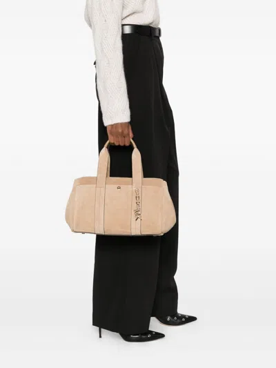 Michael Kors Structured Beige Vitello Leather Handbag In Sand