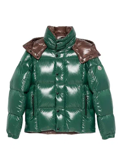 Moncler Parana Glossy Hooded Short Down Jacket Clothing In Green
