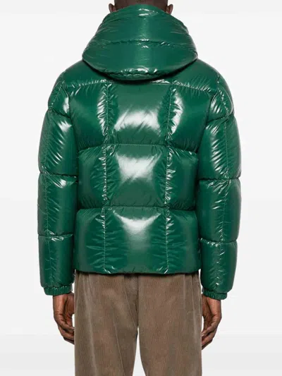 Moncler Parana Glossy Hooded Short Down Jacket Clothing In Green
