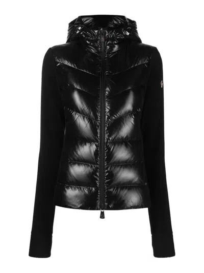 Moncler Womens Black Funnel-neck Brand-patch Regular-fit Shell-down Jacket In Black