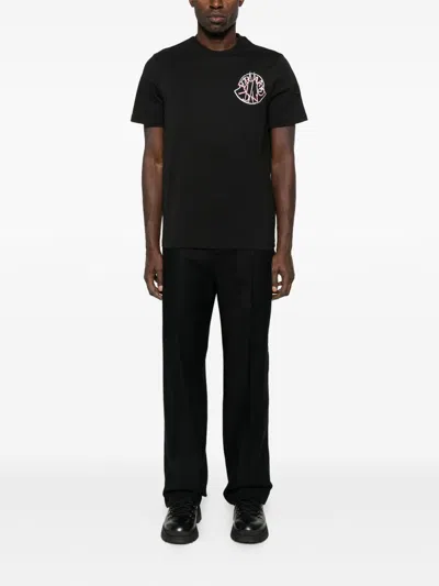 Moncler Crewneck T-shirt With Logo Print In Black