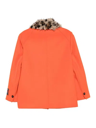 Msgm Bright Orange Wool Blend Outerwear In Orange