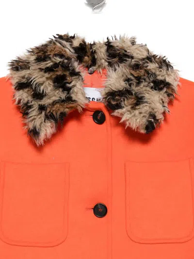 Msgm Bright Orange Wool Blend Outerwear In Orange