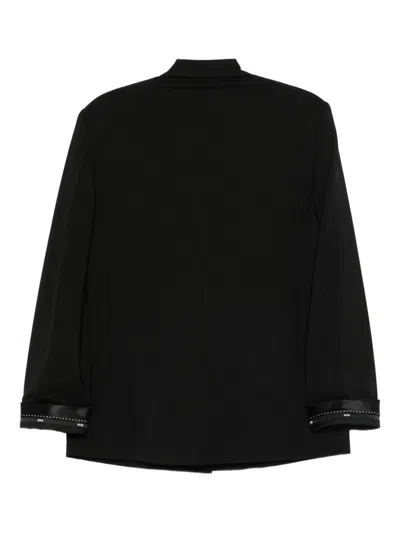 Msgm Single Breasted Long Sleeved Jacket In Black