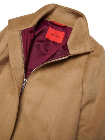 Max & Co A-shape Wool-blend Long Coat In Sand