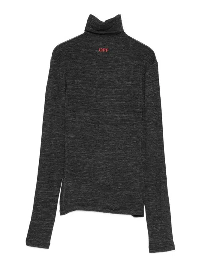 Off-white Fitted Long-sleeve Turtleneck Sweater In Red In Black