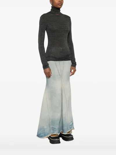 Off-white Fitted Long-sleeve Turtleneck Sweater In Red In Black