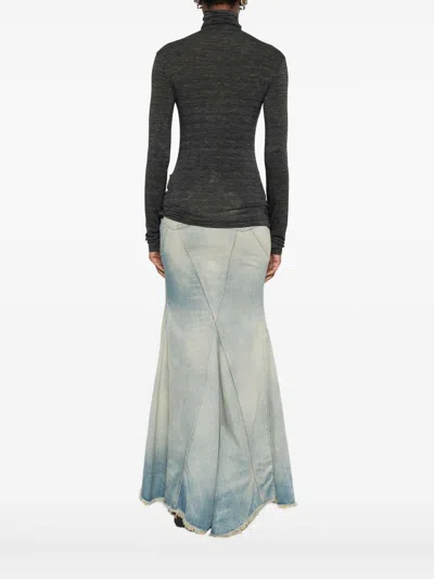 Off-white Fitted Long-sleeve Turtleneck Sweater In Red In Black