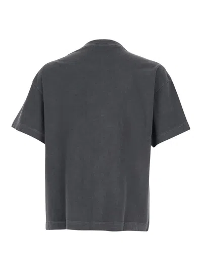 Palm Angels Neck Logo Regular T-shirt In Gray
